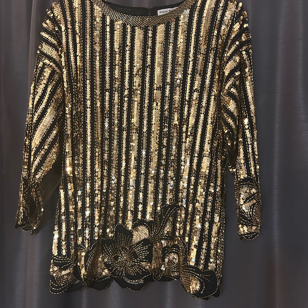 Prince Gold and Black Sequin Blouse
